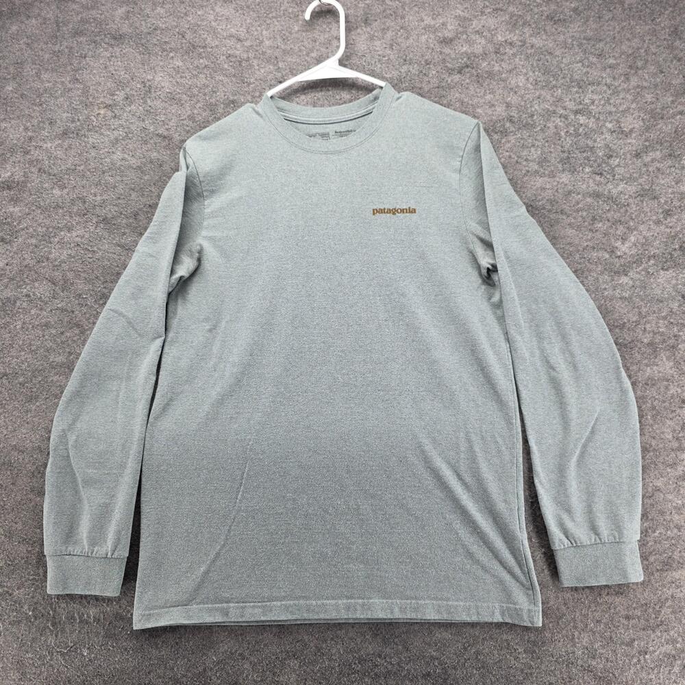 Patagonia Shirt Mens Small Gray Long Sleeve Responsibili-Tee Fish Graphic